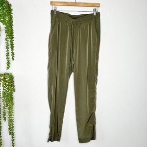 Wyld Hart Army Green Drawstring Waist Ankle Zip Pants Women's Size Large L